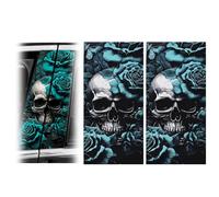 JSCARLIFE Lot de 2 autocollants de pilier central de voiture, en PVC imprimé HD, autocollants imperméables en forme de tête de mort, autocollants de décoration personnalisés pour pilier de voiture