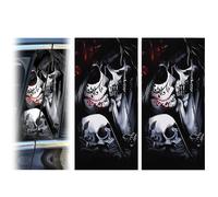 JSCARLIFE Lot de 2 autocollants de pilier central de voiture, en PVC imprimé HD, autocollants imperméables en forme de tête de mort, autocollants de décoration personnalisés pour pilier central