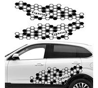 JSCARLIFE Lot de 2 autocollants hexagonaux en vinyle pour porte de voiture, SUV, berline, pickup, décalcomanie murale et fenêtre en forme de nid d'abeille (noir)