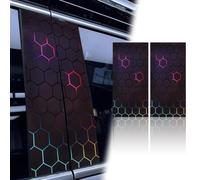 JSCARLIFE Lot de 2 autocollants imperméables pour pilier central de voiture - En PET imprimé HD - Décoration en nid d'abeille pour fenêtre de voiture - Couleur E