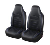 JSCARLIFE - Lot de 2 housses de sièges avant classiques de luxe en similicuir - Protège-sièges en similicuir imperméable - Compatible avec la plupart des voitures, SUV, camionnettes, camions (Bleu)