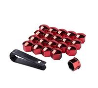 JSCARLIFE Lot de 20 cache-écrous de roue universels avec outil de démontage pour voitures (rouge, 21 mm)