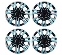 JSCARLIFE Lot de 4 enjoliveurs de roue de voiture à double couche peints, enjoliveurs de roue modifiés, enjoliveurs décoratifs à rayons multiples (bleu, 33 cm)