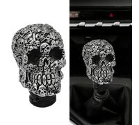 JSCARLIFE Pommeau de levier de vitesse en forme de tête de mort - Universel - Compatible avec la plupart des véhicules, camions, SUV, voitures (noir)