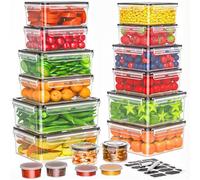 JSCORES Lot de 36 Boîtes de Conservation Hermétiques avec Couvercles (18 Contenants + 18 Couvercles) pour Aliments - Set Pratique de Stockage pour Cuisine