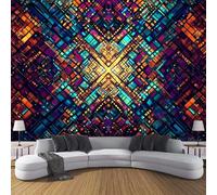 JSCWDET 3D Soie Papier Peint Panoramique Thèmes Technologiques,300×210 Cm (W×H),Formes Géométriques Grandes Murales Tapisserie Pour Salon, Adulte Chambre D'Enfants, Étude Décoration,Couleur Orange