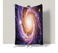 JSCWDET Couverture Polaire 150×200 Cm,Plaid Polaire Univers Voie Lactée Fluffy Doux Et Chaude 3D Galaxie Spirale Dynamique Couvertures Et Plaids en Flanelle Univers pour Canape Lit,Violet