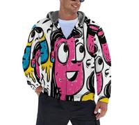 JSCWDET Homme Sweat à Capuche Hiver Chaud Hoodie,Avatars Personnages Amusants Épaisse Pull à Capuches Doublée Polaire Manche,Rose Clair Longue Veste à Capuche avec Fermeture éclair intégrale