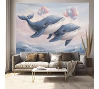 JSCWDET Jolie Baleine Volante Tapisserie Pour Décoration Murale,chambre À Coucher, Illustrations De Livres Pour Enfants Tentures Murales Pour Salon 150 x 100 cm