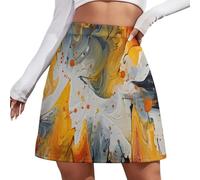 JSCWDET Jupe À Motif Vortex pour Femme - Mini Jupe Sexy Y2K - Art Fluide Abstrait - Taille Haute - Élégante - Jupe Crayon Décontractée - Clubwear - Fête - Lignes A