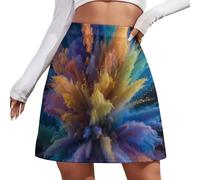 JSCWDET Jupe Crayon Mini Courte Motif De Poudre Colorée pour Femme, Jupe Moulante Taille Haute, Sexy À Effet D'Explosion Abstrait pour Été Et Automne, Travail Ou Loisirs,Sept Couleurs
