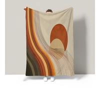 JSCWDET Motif De Lignes Abstrait Couvertures Douillette, Plaid Couverture Polaire,130×150Cm,Style Minimaliste Couvertures Duveteux Chaude Douce Canapé Couverture De Jeté Terre Cuite