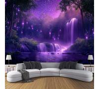 JSCWDET Papier Peint Panoramique 3D Soie Forêt Magique,150×105 Cm (W×H) Murales Panoramique Ciel Étoilé Violet Cascade Pour Salon, Adulte Chambre D'Enfants, Restaurant Décoration,Violet Foncé