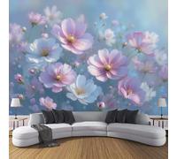 JSCWDET Papier Peint Panoramique 3D Soie Thème De Fleurs Naturelles,300×210 CM Murales Panoramique Motif Cosmos Aquarelle pour Salon,Adulte Chambre d'enfants,Restaurant Décoration