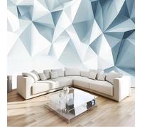 JSCWDET Papier Peint Panoramique Formes Géométriques Soie,300W × 210H cm Poster Geant Mural Polygones Bleus 3D Moderne Décoration Murale Salon Chambre á Coucherr Bureau Salle