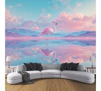 JSCWDET Papier Peint Panoramique Plante 400×280 CM - Décoration murale moderne - Tapisserie décorative pour chambre salon - Paysage De Rêve -Surface Du Lac Reflet Du Flamant Rose