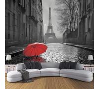 JSCWDET Papier Peint Rues Pavées De Paris Soie, Gris Anthracite Poster Geant Mural 3D Pour Salon Chambre Décoration Murale,Tour Eiffel,200×140 Cm (W×H)