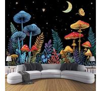 JSCWDET Papier Peint Scène De Forêt Étrange Soie, Rouge Poster Geant Mural 3D Pour Salon Chambre Décoration Murale,Champignons Fougères,300×210 Cm (W×H)