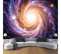 JSCWDET Papier Peint Vaste Voie Lactée Soie, Violet Poster Geant Mural 3D Pour Salon Chambre Décoration Murale,Galaxie Spirale Dynamique,300×210 Cm (W×H)