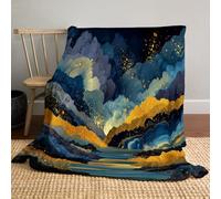 JSCWDET Plaid Couverture Polaire en Microfibre 3D Nuages du Ciel Sombre Impression Douce Moelleuse Flanelle,Jeté De Canapé Convient Adultes Et Enfants Rester Chaud en Hiver (Bleu Foncé,220×240 Cm)