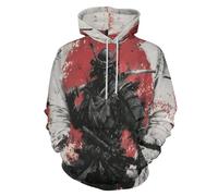 JSCWDET Sweat À Capuche 3D Samouraï Japonais Traditionnel Impression Hoodie pour Homme Femme,Sweatshirts Unisexe Style D'Éclaboussures d'encre Manches Longues Pullover Automne Hiver Tops S-6Xl