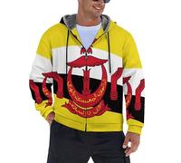 JSCWDET Sweat à capuche à fermeture éclair pour homme - Style patriotique - Imprimé drapeau Brunei - Veste Polaire Chaude et Épaisse Hoodie Sweatshirt - avec Capuche Manches Longues Cordon De Serrage