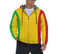 JSCWDET Sweat à capuche à fermeture éclair pour homme - Style patriotique - Imprimé drapeau Mali - Veste Polaire Chaude et Épaisse Hoodie Sweatshirt - avec Capuche Manches Longues Cordon De Serrage