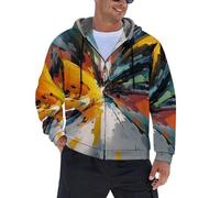 JSCWDET Sweat à Capuche avec Fermeture Éclair pour Homme,Design D'Explosion Dynamique Veste Épaisse à Manches Longues Hoodie, Peinture Abstraite Hiver Chaud Manteaux d'Extérieur
