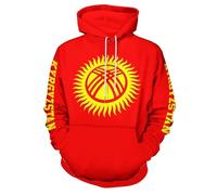 JSCWDET Sweat À Capuche pour Homme Femme, Pull À Manches Longues avec Poches Et Drapeau du Kirghizistan, Vêtements Haut Grande Taille Rouge pour Travail Décontractés Sport