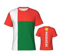 JSCWDET T Shirt Homme Col Rond Manches Courtes T Shirt Drapeau De Madagascar Imprime Matiere Legere Et Confortable pour Ete Vacances Et Tenue Decontractee Rétro S-6Xl