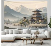 JSCWDET Tapisserie Murale Peinture De Paysage Réaliste Pour Enfants - 230 x 150 cm - Grande Tapisseries Montagnes Motifs De Pagode Décoration Murale Papier peint pour Chambre,Dortoir,Tanné