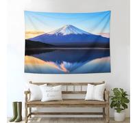 JSCWDET Tapisserie Murale Photo Du Mont Fuji Décoration En Tissu Pour Salon Ou Chambre À Coucher Lac Au Lever Du Soleil Tapestry Aesthetic Décoration Panoramique 228 X 152 Cm