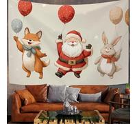 JSCWDET Tapisserie Murale Style Dessin Animé Père Noël Renne Renard 200 X 150 Cm Pour Chambre À Coucher, Salon