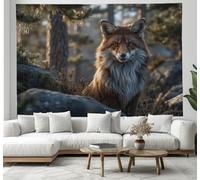 JSCWDET Tapisserie Murales, Tapisserie Tenture Murale Forêt Conception De Renard Roux,Photographie Animalière De Décoration, Tissu D'Impression Rectangulaire Pour Salon Chambre À Coucher,100 X 75 cm