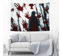 JSCWDET Tenture Murale Empreinte De Main Rouge Tapisserie Murale Scène Étrange 150L X 130L Cm Réutilisable Tissu Mural Wall Art Tapestry Décoration Poster Pour Chambre Salon Fête Dortoir