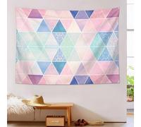 JSCWDET Tenture Murale Formes Géométriques Triangulaires Motif De Mandala 150 X 100 Cm Réutilisable Tissu Mural Wall Art Tapestry Décoration Poster Pour Chambre Salon Fête Dortoir,Rose