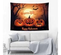 JSCWDET Tenture Murale Illustration D'Arbre À Citrouilles Tapisserie Murale Style D'Art De Bande Dessinée 150L X 130L Cm Réutilisable Tissu Mural Wall Art Tapestry Décoration Poster
