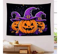 JSCWDET Tenture Murale Sorcière Motif Citrouille Tapisserie Murale Chapeau De Dessin Animé 230L X 150L Cm Réutilisable Tissu Mural Wall Art Tapestry Décoration Poster Pour Chambre Salon Fête Dortoir