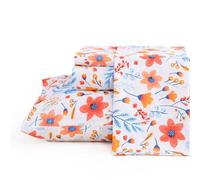 JSD Floral Printed Sheet Set Queen Size, 4 Piece Flower Pattern Microfiber Bed Sheets Deep Pocket