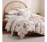 JSD Parure de lit 3 pièces avec Housse de Couette et taies d'oreiller, Motif Floral en Microfibre brossée, sans Plis et Non Pelucheux