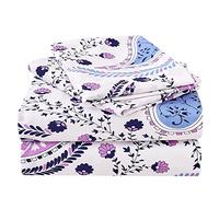 JSD Parure de lit 4 pièces en Microfibre Douce avec Poche très Profonde de 38,1 cm pour très Grand lit à imprimé Floral Cachemire