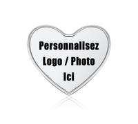 JSDDE 12pc Pins Badges Personnalisés Photo Logo Image en Métal Épingles Personnalisable Impression Photo Mémorial en Forme de Coeur Pin Broche Accessoires Vétements Chapeaux Sacs Souvenir Entreprise