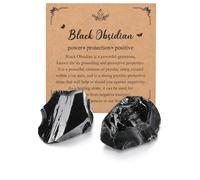 JSDDE 2 pièces Pierre Precieuses Naturelle Lithotherapie Pierre de Guérison Mineraux Collection Reiki Accessoires-Cristal de Obsidienne Noire Pierre amorphe Originale Non traitée 45-55mm