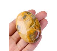 JSDDE 6cm Grand Pierre de Paume Agate Dentelle Folle Pierre Inquiétude Naturelle Ovale pour Lithotherapie Thérapeutique Cristal Précieux Guérison pour Anti-stress Anxiété Méditation Décoration Reiki