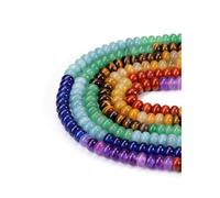 JSDDE 8mm Perles Rondelles en Pierres Naturelles pour Bijoux Faire Soi-même Perles Boulier Abaque Pierres pour Bracelet Gemmes Précieuses Bijoux Fantaisie Fabrication Collier Faint Main (7 Chakras)