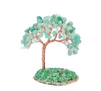JSDDE Arbre de Vie Ornement en Pierres Naturelles Décoratif Feng Shui Arbre de Cristal Chakra Pierres et Cristaux Base Tranches Agate Gemmes Aventurine Guèrison Reiki Décoration 12-14cm (Aventurine)