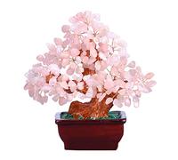 JSDDE Arbre en cristal de quartz rose - Pierre précieuse de guérison Reiki - Arbre Feng Shui - Décoration pour la maison, le bureau - 16 cm