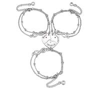 JSDDE BFF Bracelets d'amitié pour bracelets 3/4 de couple Best Friends Forever and ever avec pendentif puzzle en forme de cœur Infinity Bracelet cadeau pour sœur partenaire petite amie, 23 cm, Acier