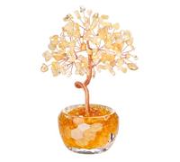 JSDDE Bonsai Arbre de Vie Ornement en Pierres Naturelles avec Vase Facettes Arbre du Bonheur en 7 Chakras Pierres et Cristaux Tronc Courbé pour Décoration Intérieure Maison Boutique Reiki (Citrine)