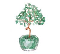 JSDDE Bonsai Arbre de Vie Ornement en Pierres Naturelles avec Vase Facettes Arbre du Bonheur en 7 Chakras Pierres et Cristaux Tronc Courbé pour Décoration Intérieure Maison Boutique (Aventurine)
